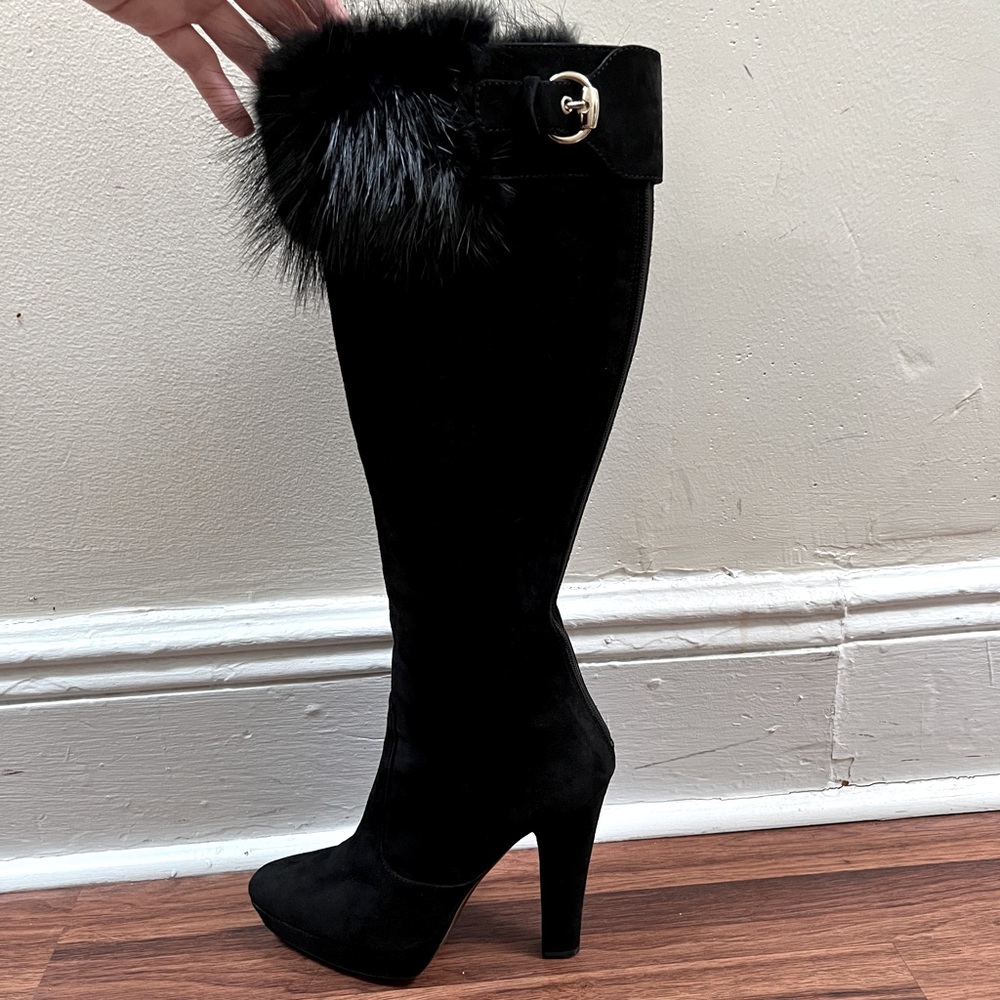 Gucci Vintage Black Suede Heels Knee High Boots size 36.5 - 6.5US
